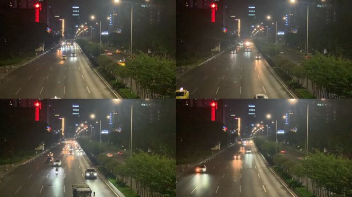 延时拍摄重庆旅游夜景出租车流汇入城市夜景