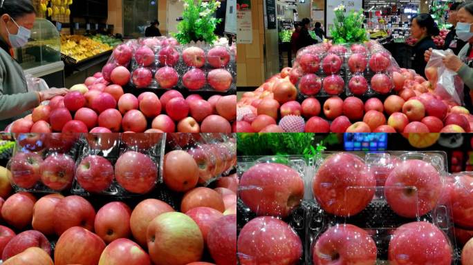 苹果-大红苹果-超市苹果陈列