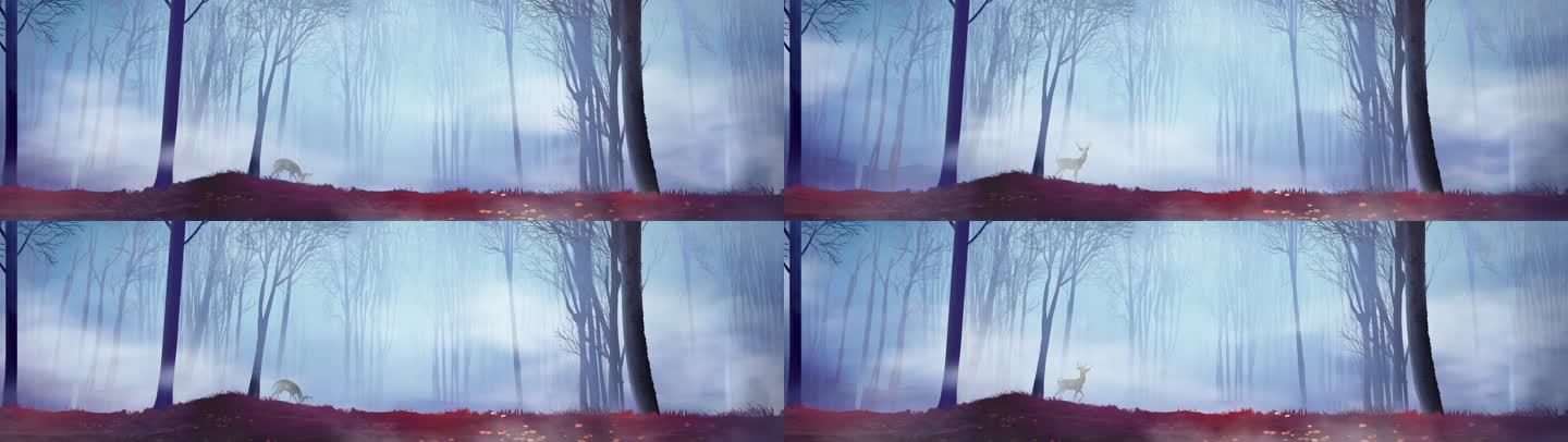 神秘的插画迷雾森林