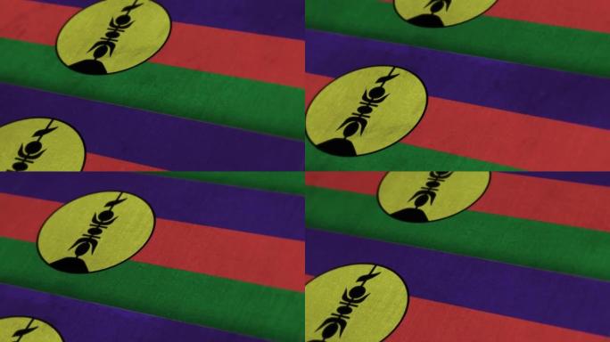 新喀里多尼亚国旗动画库存视频-新喀里多尼亚国旗纹理3d渲染背景-高度详细的织物图案库存视频