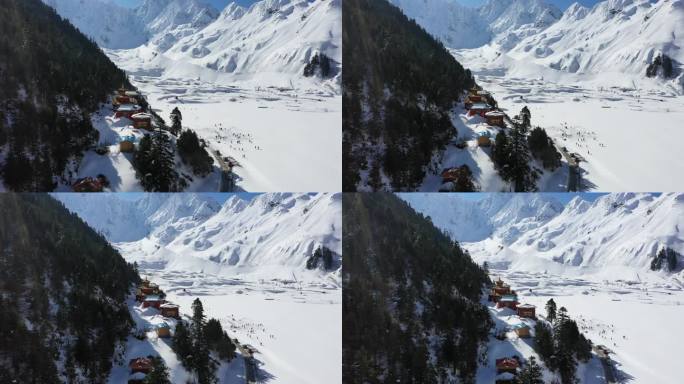 墨脱嘎隆拉雪山森林与佛寺