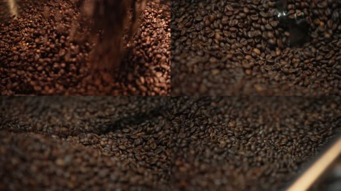 倒咖啡豆 慢动作 炒咖啡豆 咖啡烘焙
