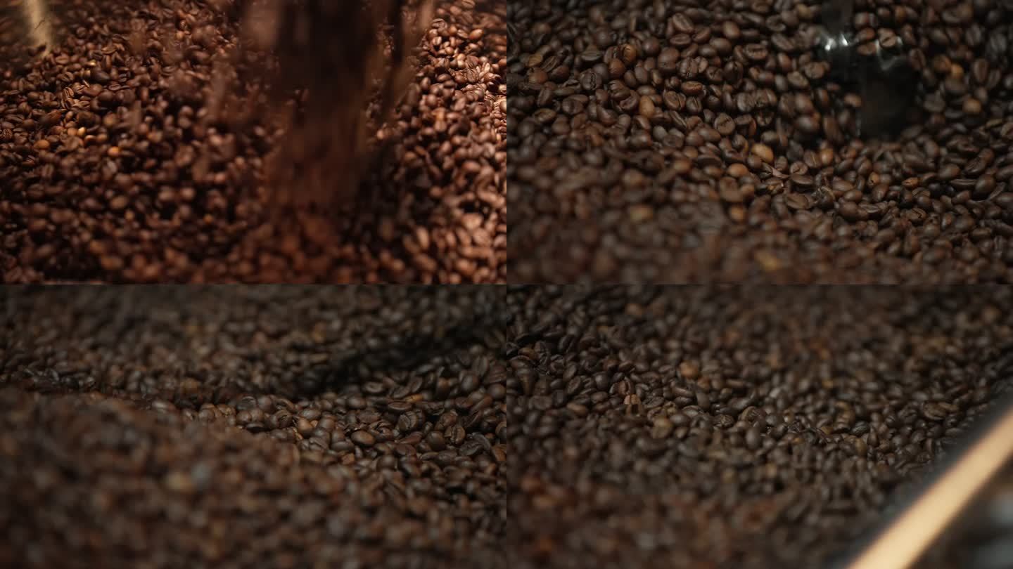 倒咖啡豆 慢动作 炒咖啡豆 咖啡烘焙