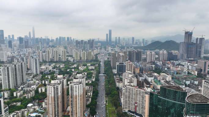 5K鸟瞰航拍暴风雨来临前的深圳全景