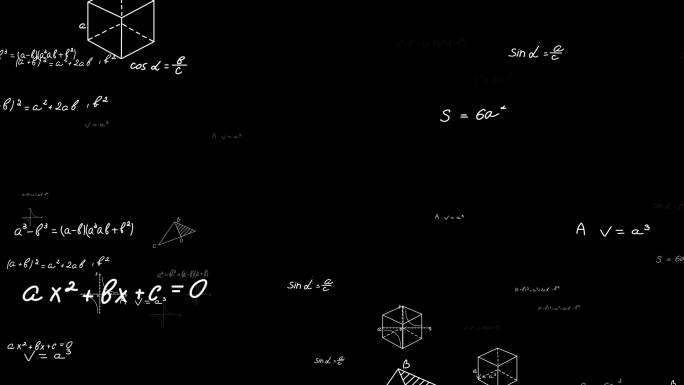 数学公式冲屏飘动AE模板