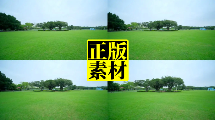 阴天多云城市绿地 公园草地草坪