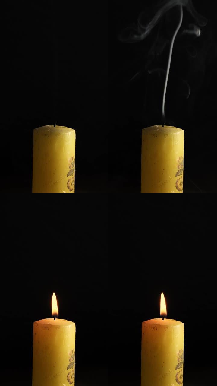 反向射击蜡烛的垂直视频
