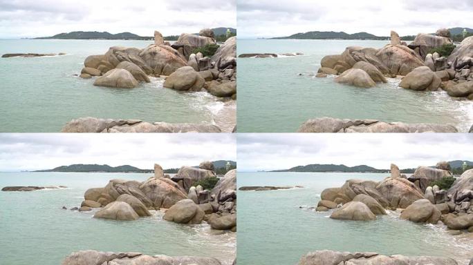 风景。海滩上的Hin Ta-Hin Yai石头