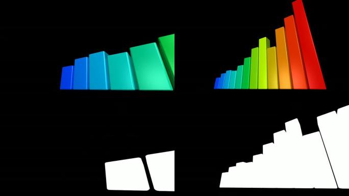 3D彩色上升条形图阿尔法