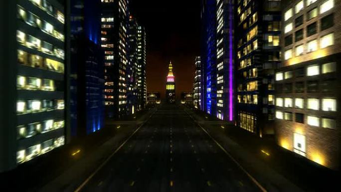 城市摄像机在夜间飞行