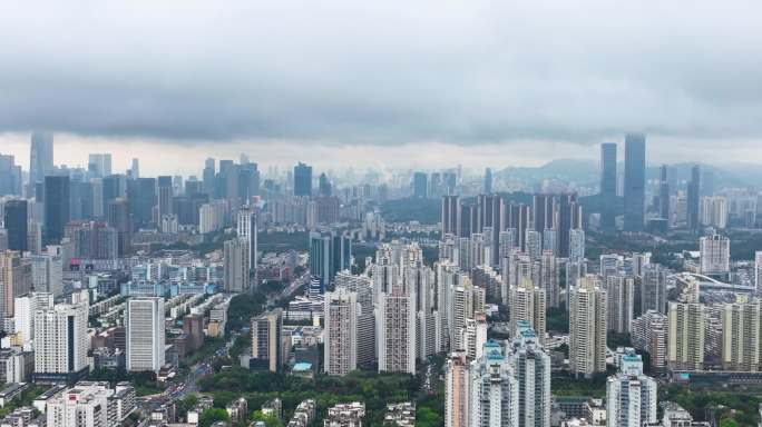 5K鸟瞰航拍暴风雨来临前的深圳全景6