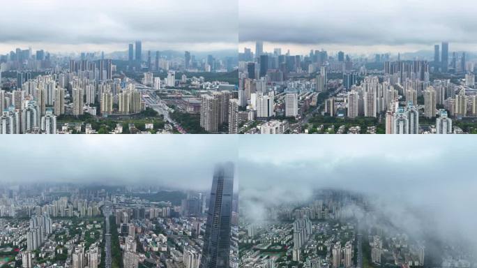 5K鸟瞰航拍暴风雨来临前的深圳全景6