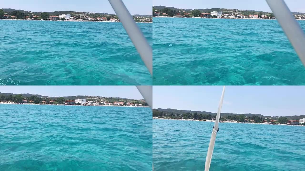 划桨船在海里的美景