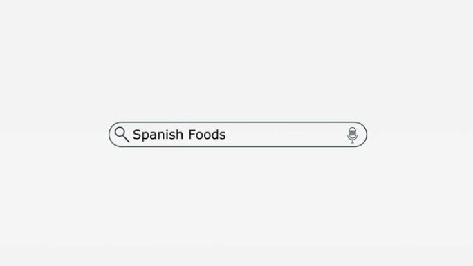 在数字屏幕股票视频的搜索引擎栏中输入的西班牙食品