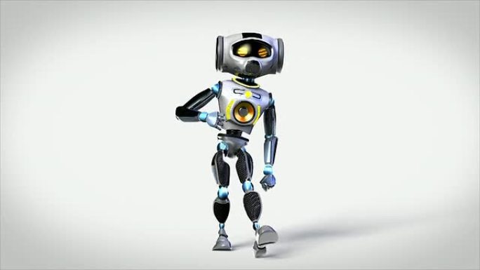 灰色背景上的跳舞机器人