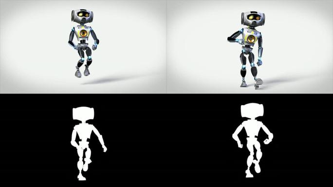 灰色背景上的跳舞机器人