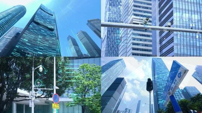 电子监控摄像头红绿灯智能城市视频素材