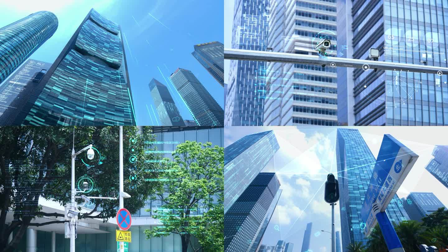 电子监控摄像头红绿灯智能城市视频素材