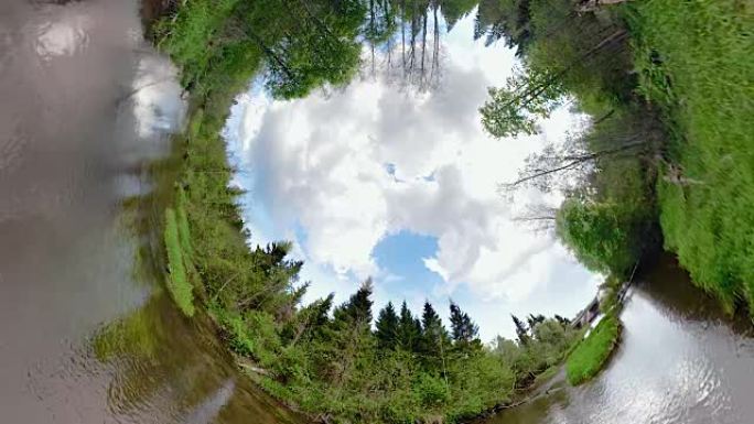 森林中河流的360虚拟景观