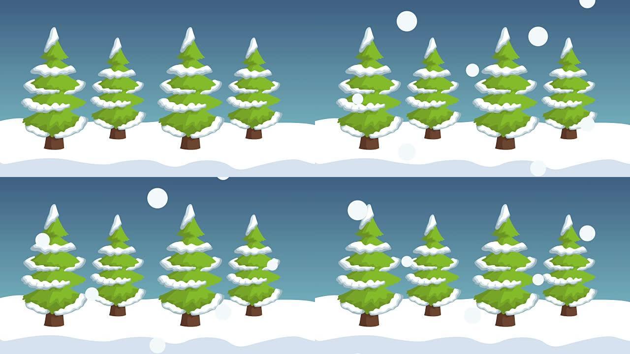 冬季高清动画中的树木