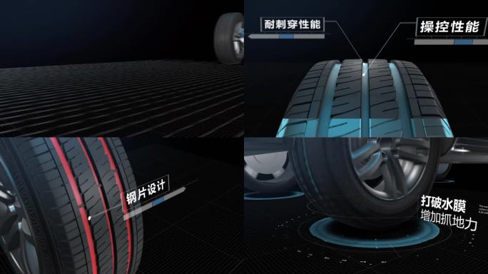 原创E3D三维机械质感酷炫轮胎产品