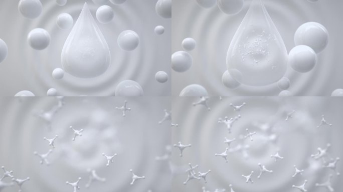 微观牛奶分子三维广告素材动画