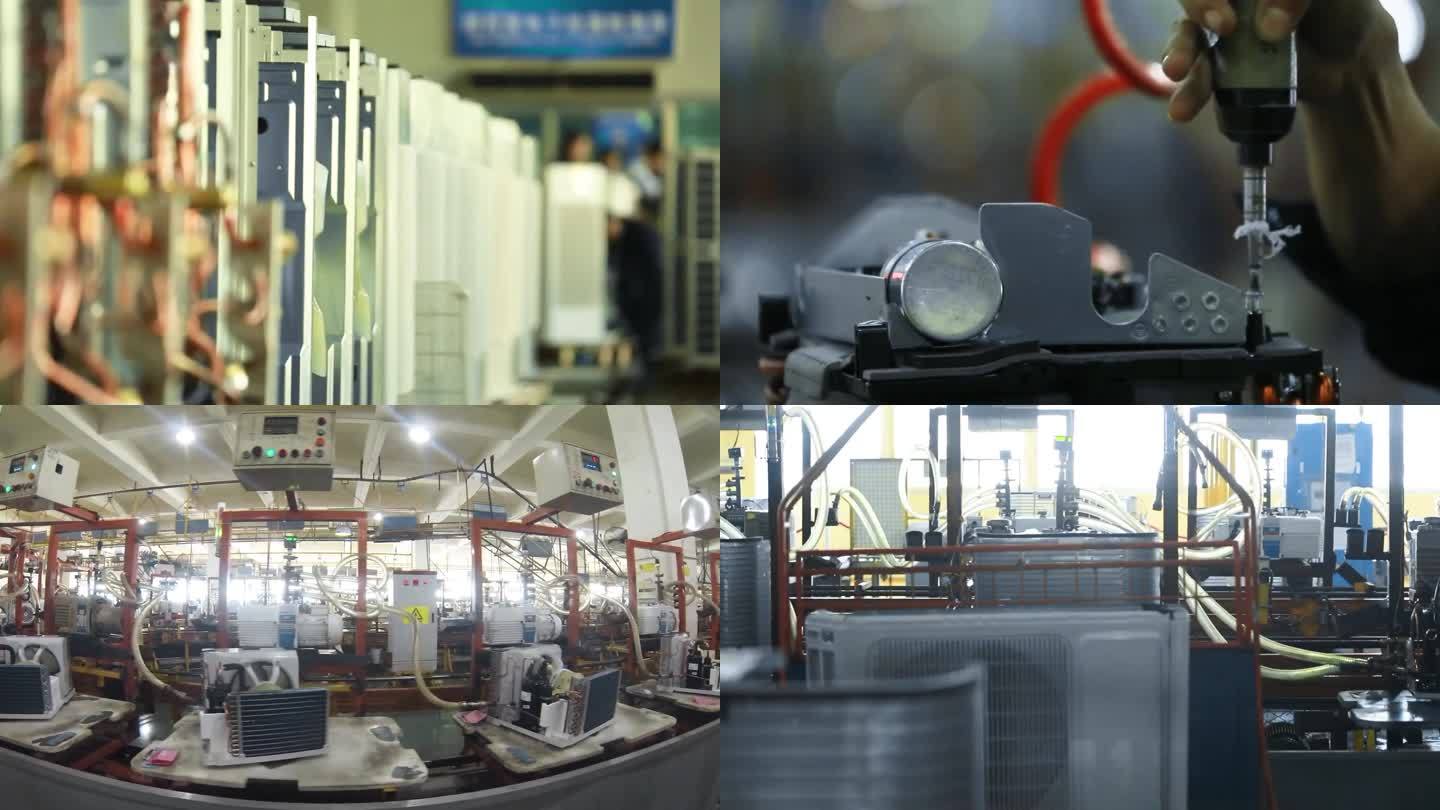 机器在生产线上 工人在生产线上加工 工人在加固零件