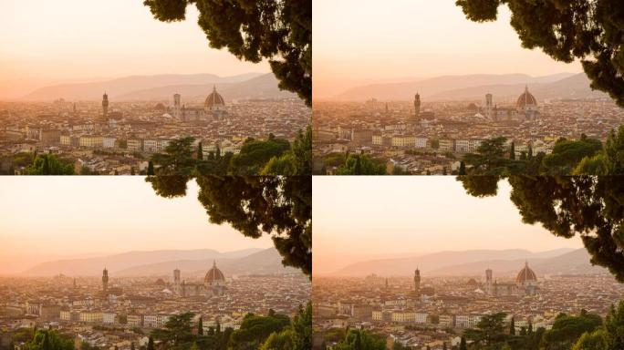 佛罗伦萨城市景观的日落全景