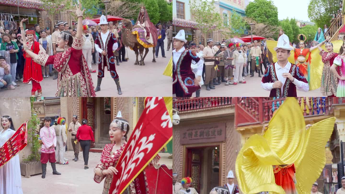 喀什节日新娘迎亲仪式维吾尔族歌舞表演