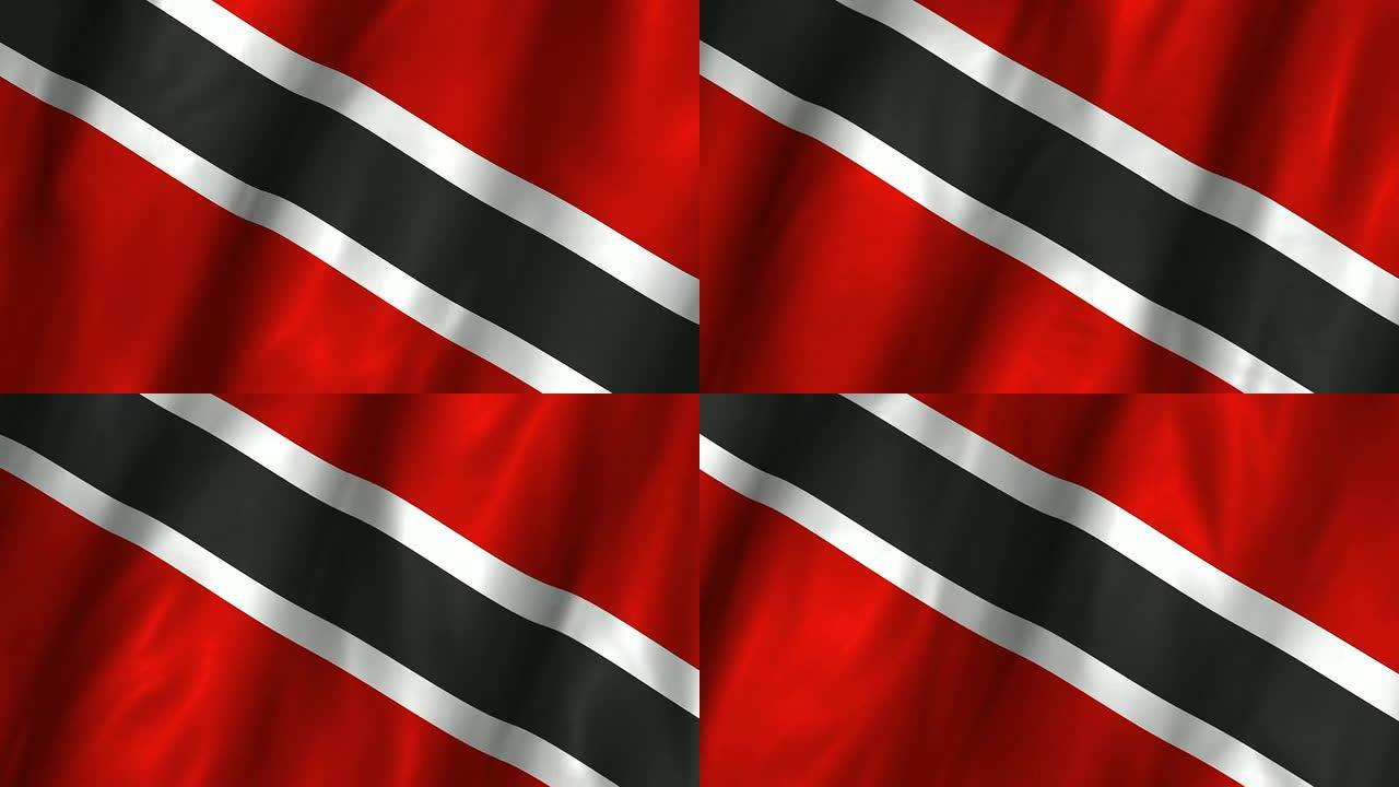 特立尼达和多巴哥飘扬旗帜，环行