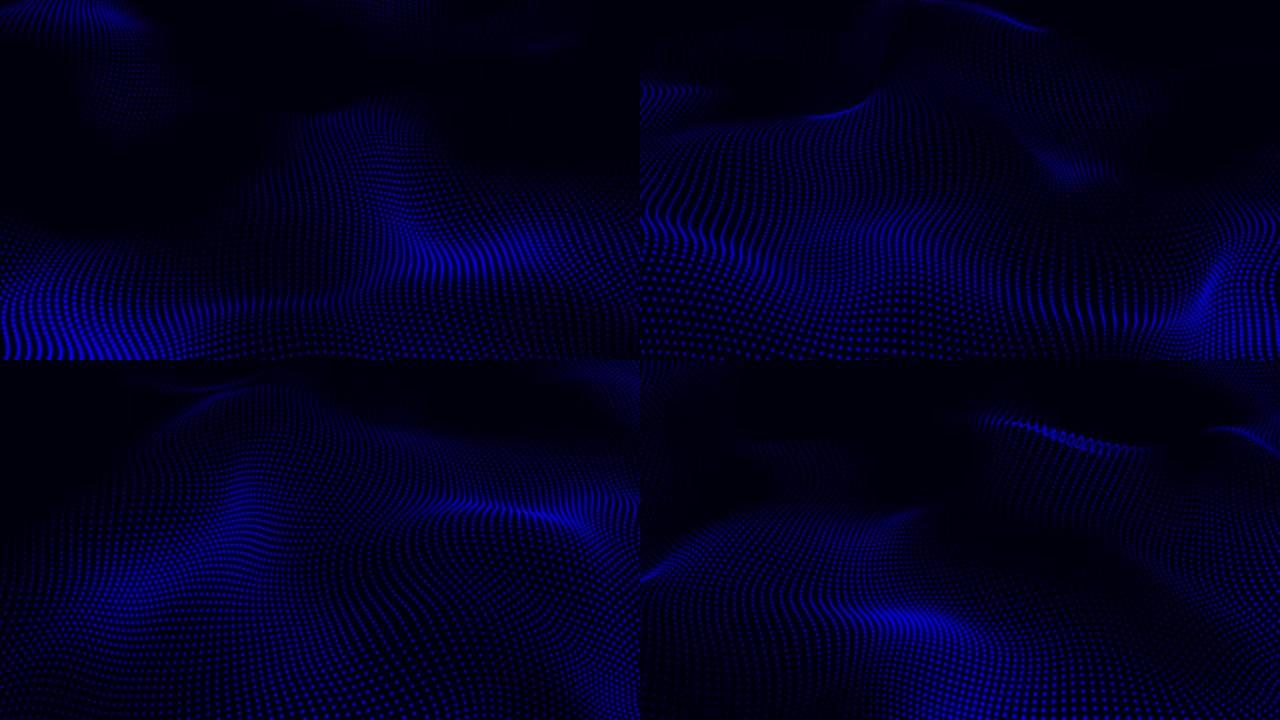 具有Trapcode形式的抽象动画粒子背景。抽象的Trapcode形成数字粒子波和灯光背景。