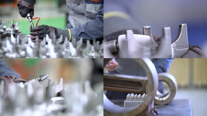 零件生产 精准操作 一个工人正在敲打零件