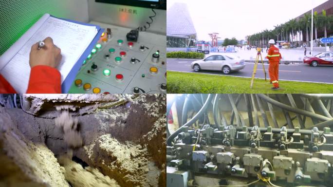 一个男人再检查机器 重型机械在工作 一个黄色重型设备