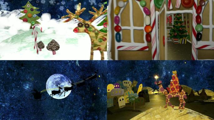 平安夜-混合媒体动画。“圣诞快乐” 版本。