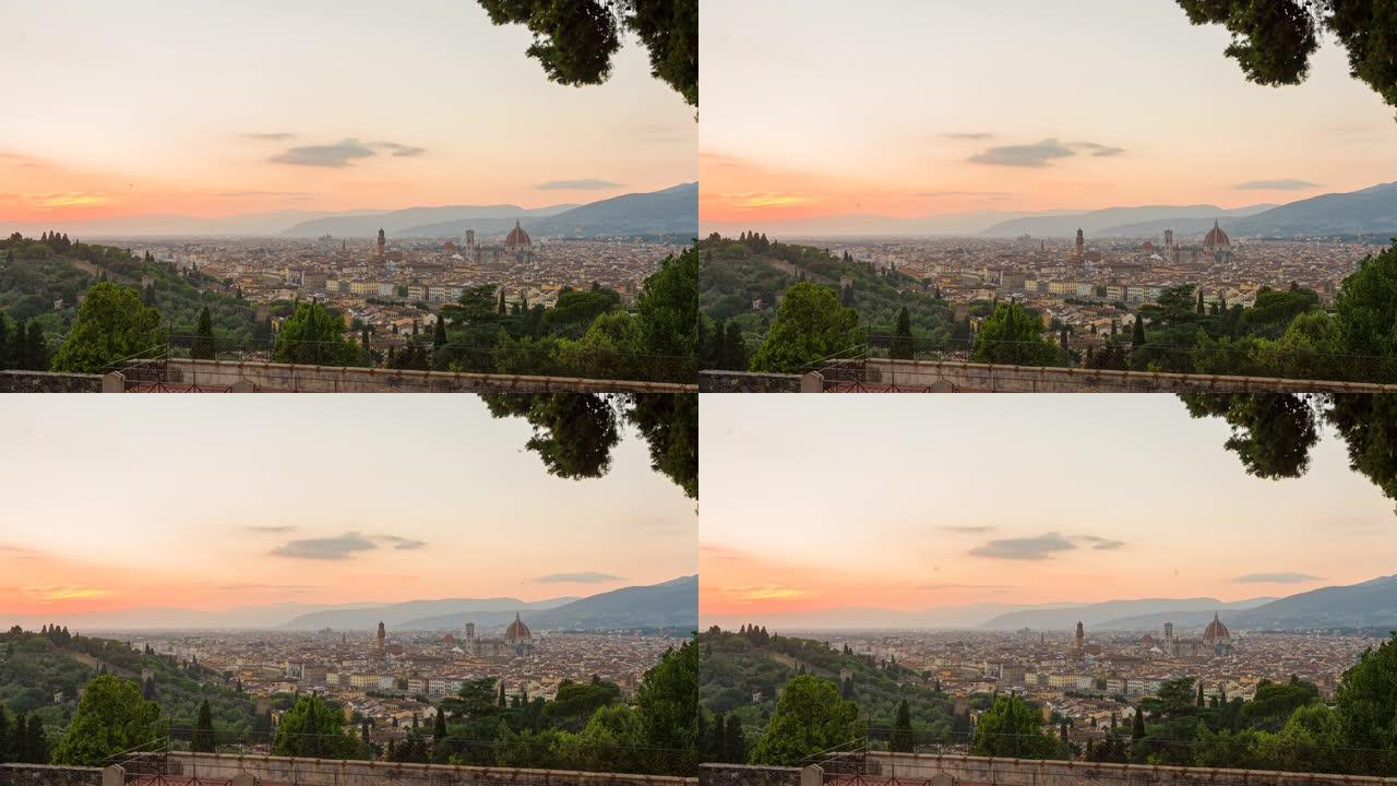 日落时雄伟的佛罗伦萨全景
