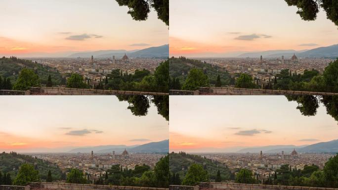 日落时雄伟的佛罗伦萨全景