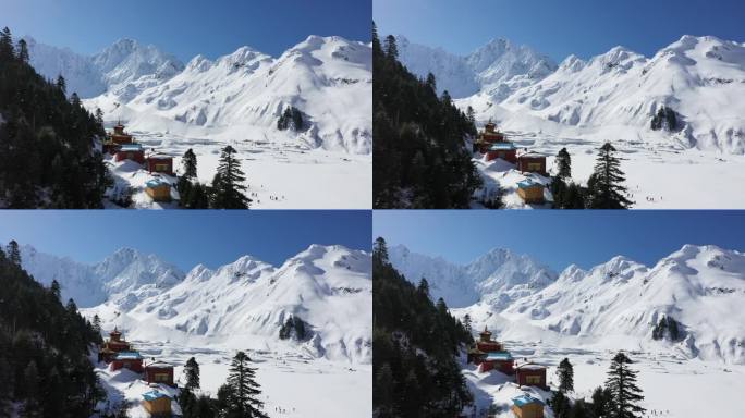 西藏雪山森林与佛寺