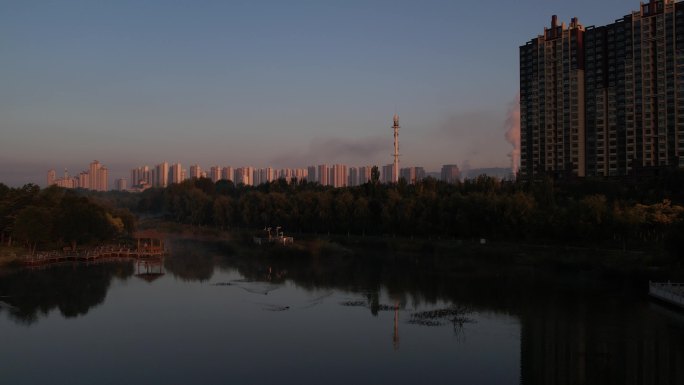 北川河 城市全貌 海湖新区 西宁航拍