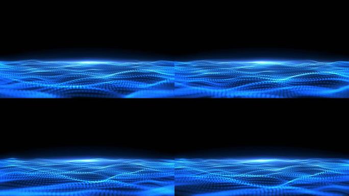 4K蓝色线条网格波浪有景深无缝循环