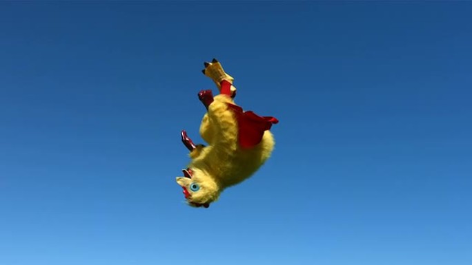 鸡肉在天空中翻转，慢动作