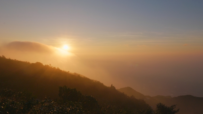 山川风景 罗浮山日出 云层流动 自然空镜