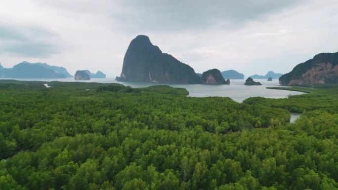 日出时潘牙的风景鸟瞰图