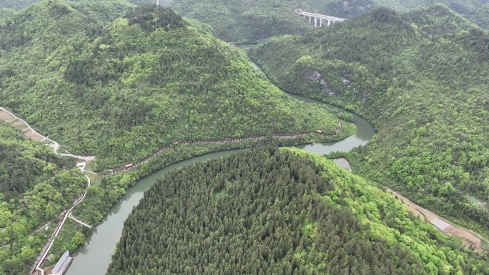 航拍凉城利川龙船水乡