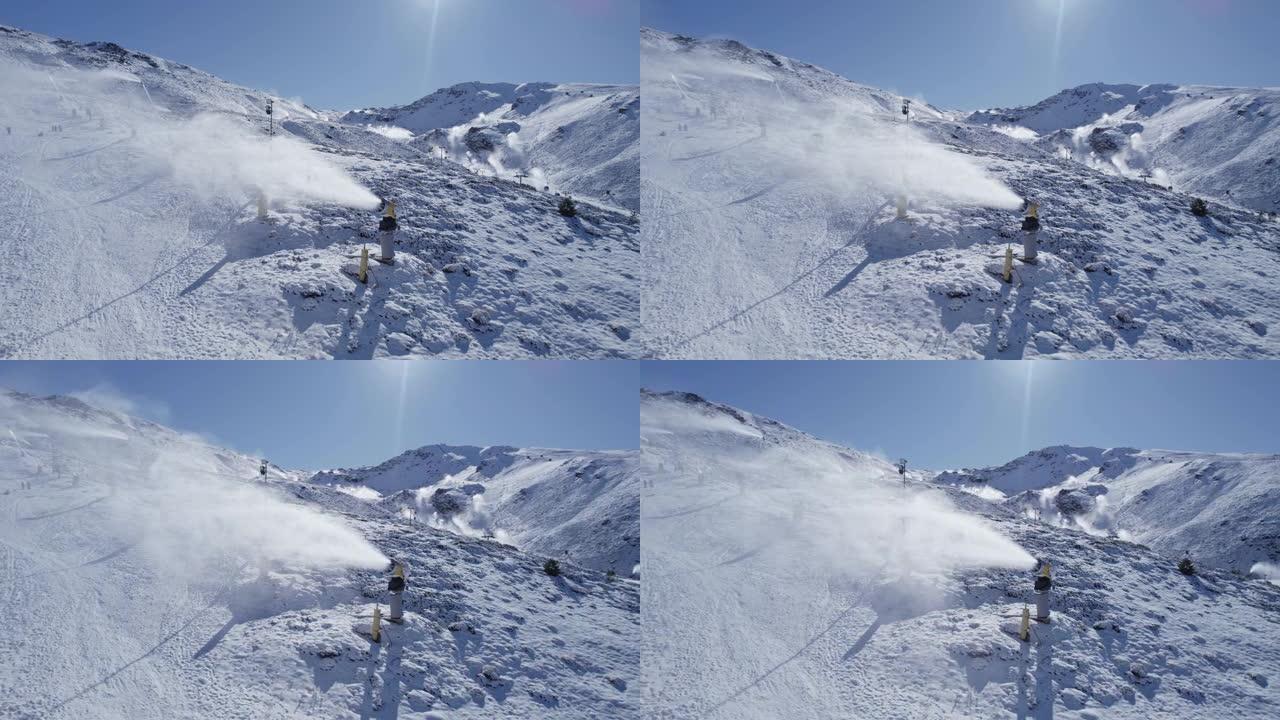 滑雪胜地的西班牙内华达山脉发电机。雪炮