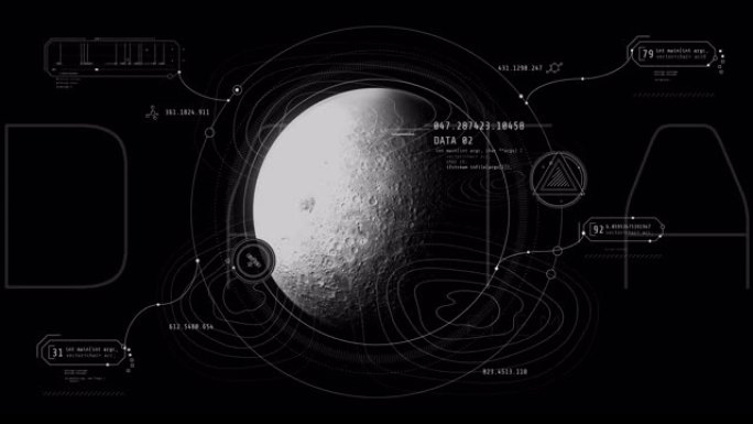 具有月球和HUD界面的信息图表。