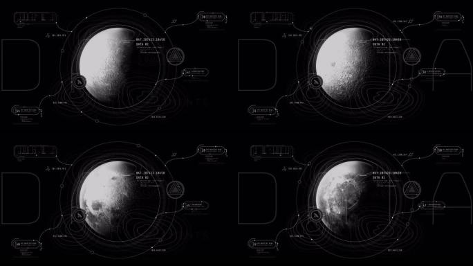 具有月球和HUD界面的信息图表。