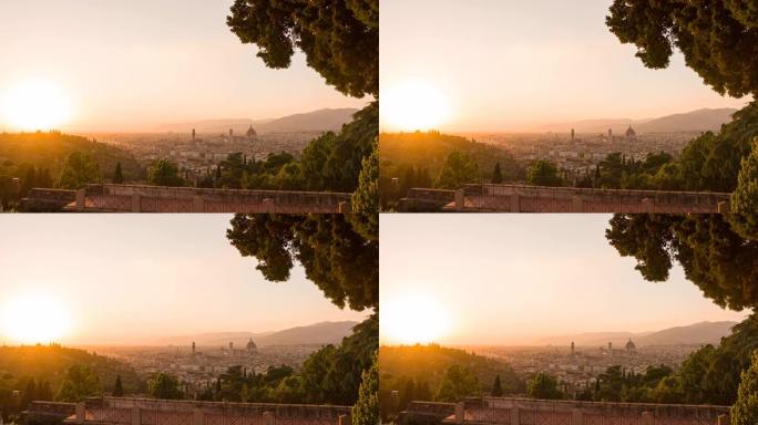 日落时佛罗伦萨天际线的壮丽全景