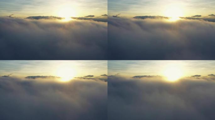 飞越云层的空中透视图