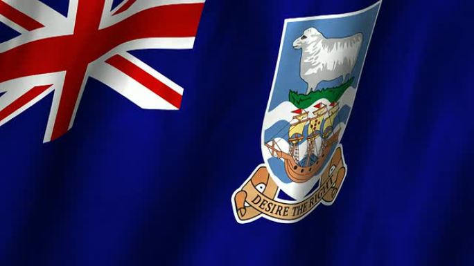 福克兰群岛飘扬着旗帜，盘旋着