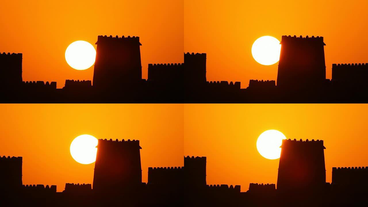 阿拉伯日出巨大的太阳
